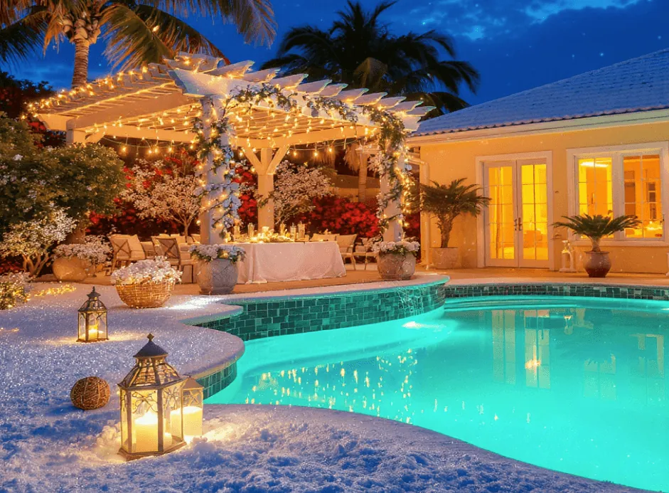 Snow by the Poolside